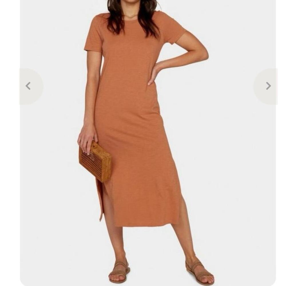 MATE The Label Dana Midi T-Shirt Dress 100% Organic Cotton Clay Size XS